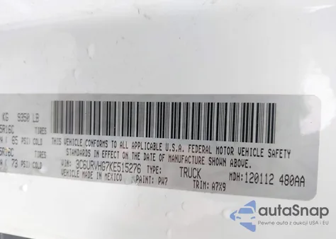 2019 Ram Promaster 3500 High Roof 159 Wb z USA, uszkodzony, nr VIN 3C6URVHG7KE515276